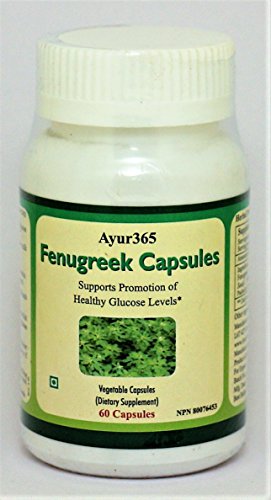 Ayur365 Fenugreek Capsules - Supports Healthy Glucose Levels, Improves Digestion & Reduce elevated Cholesterol levels 60 ct.