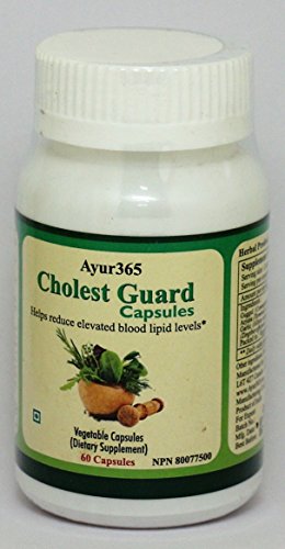 Ayur365 Cholest Guard Cap with Guggul, Arjuna & Garlic - Reduces Elevated Lipids/Cholesterol 60 ct.
