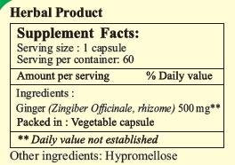 Ayur365 Ginger Capsules for Cough & Cold, Nausea & Vomiting, for Digestive Support