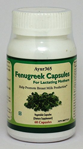 Ayur365 Fenugreek Capsules For Lactating Mothers 60 ct. to Promote Breast Millk Production
