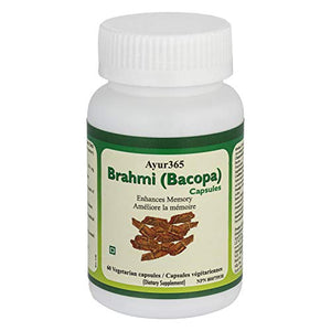 Ayur365 Bacopa Capsules for Memory Enhancement, Mental Agility & Cognitive Health 60 ct.