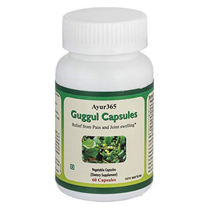 Ayur365 Guggul Caps for Natural Relief for Joint Pain & Swelling including those associated with Rheumatoid Arthritis 1000 mg/serving, 60 ct.
